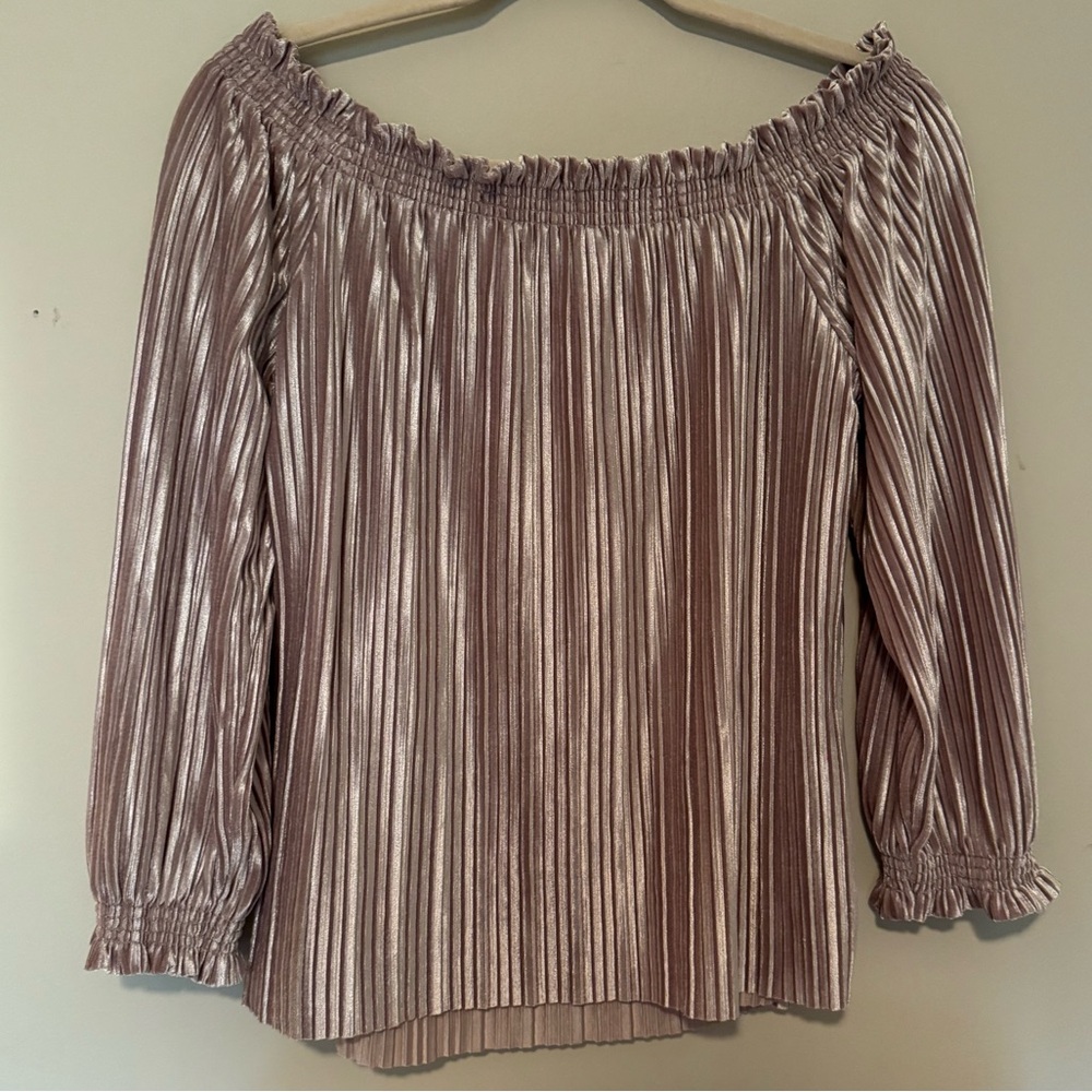GUC Banana Republic Shimmering Blush Pink Off-Shoulder Blouse